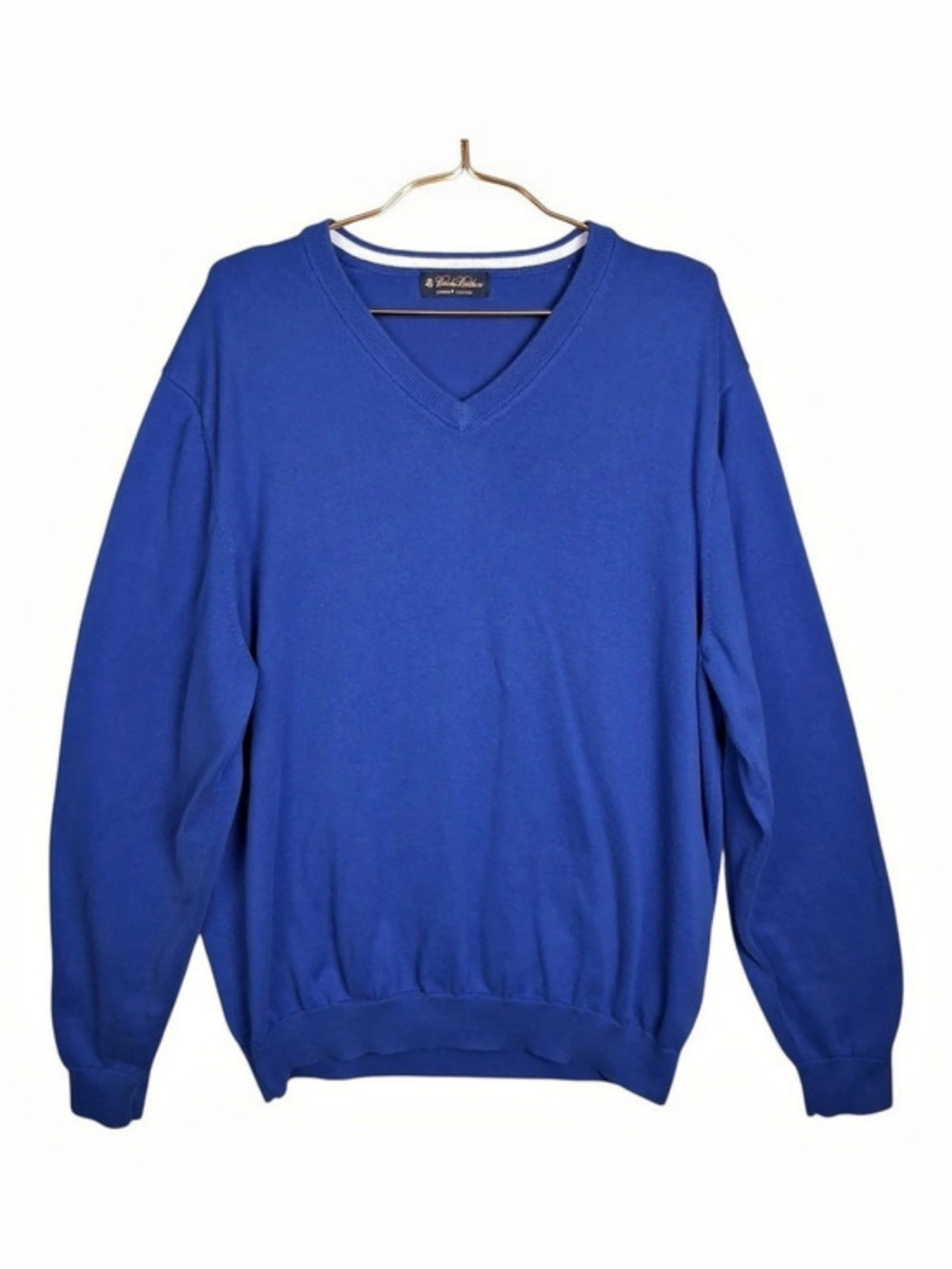Brooks Brothers Sweater Mens XXL Blue Supima Cotton V Neck Pullover Knit 2XL